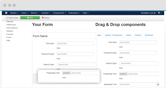 Drag and drop forum builder in QuickSell